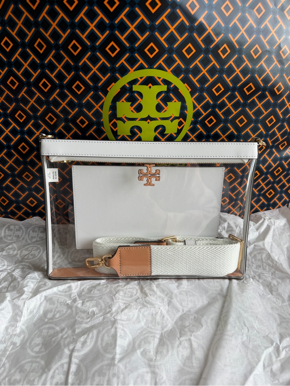Tory Burch Blake Clear Swingpack Crossbody Bag Clear Optic White